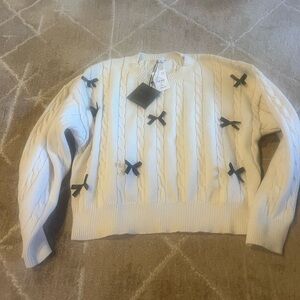 NWT Junior Small Le Lis Cream Bow Detail Sweater